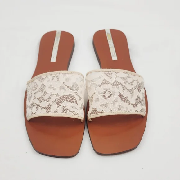 Zara Lace Slip On Slide Sandals - Picture 6 of 10
